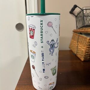 Starbucks White Tumbler with Black Accents